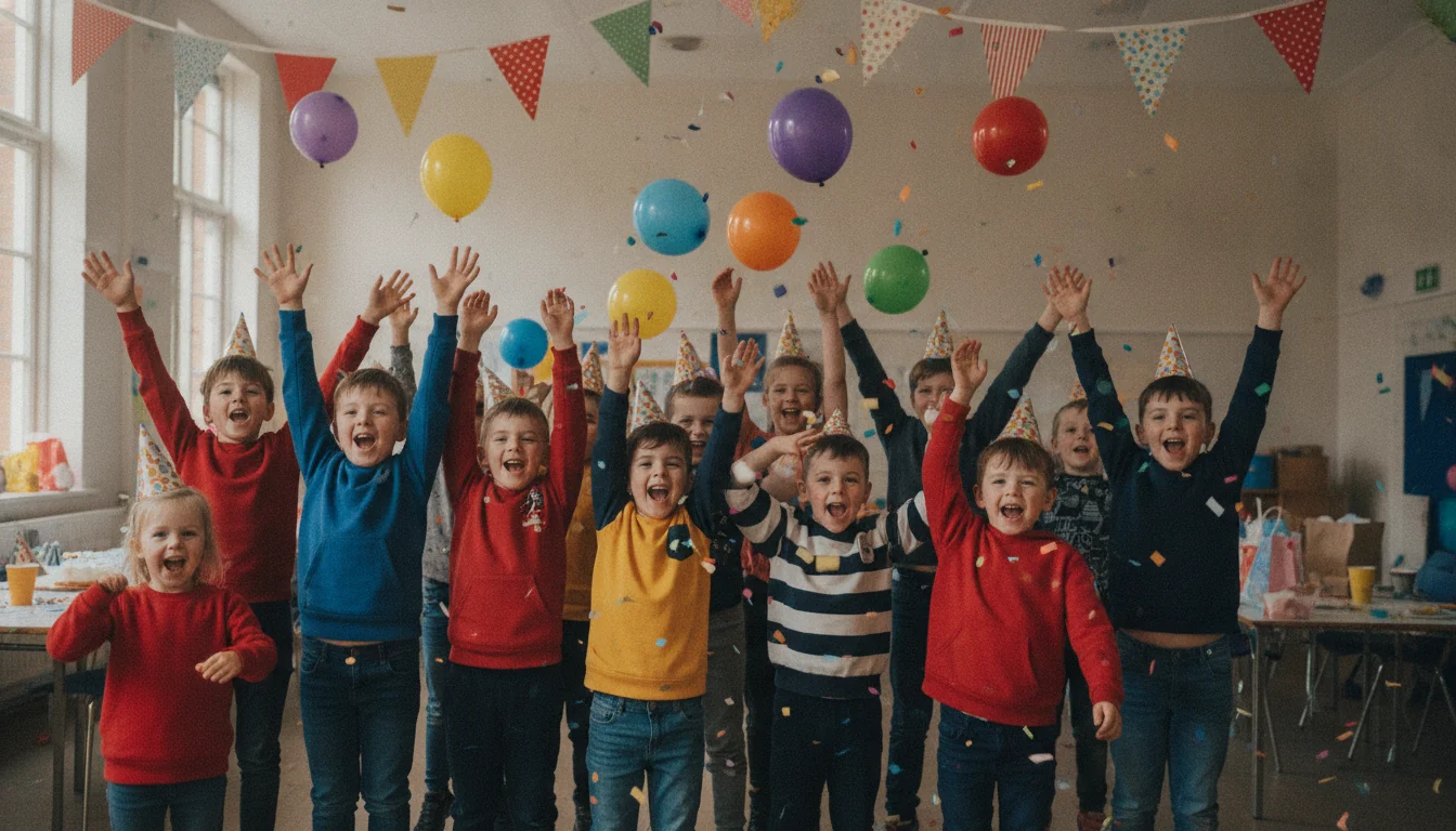 Children's party celebration with balloons and bunting in Brighton & Sussex